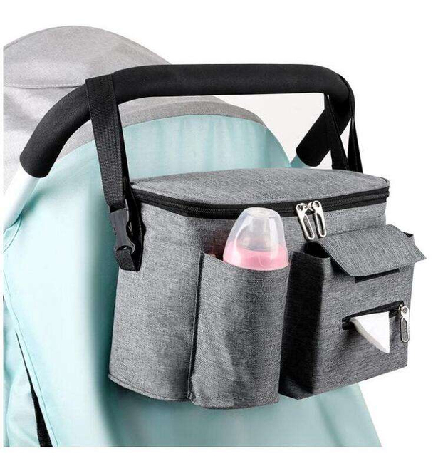 Baby Jogger Stroller Storage Bag Insulated Cup Holder Travel Baby Stroller Organizer Hanging Bag With Shoulder Strap