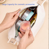 Portable Women Girls Customized Toiletry Organizer Make Up Storage Cotton Canvas Makeup Cosmetic Bag with Handle