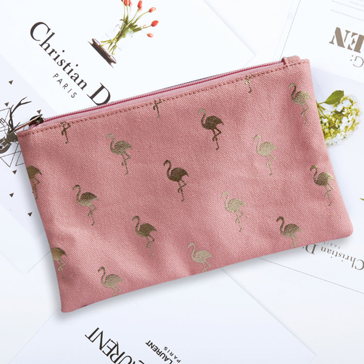 Top quality customized eco beauty cosmetic bag canvas make up bag cotton pouch zipper with custom logo
