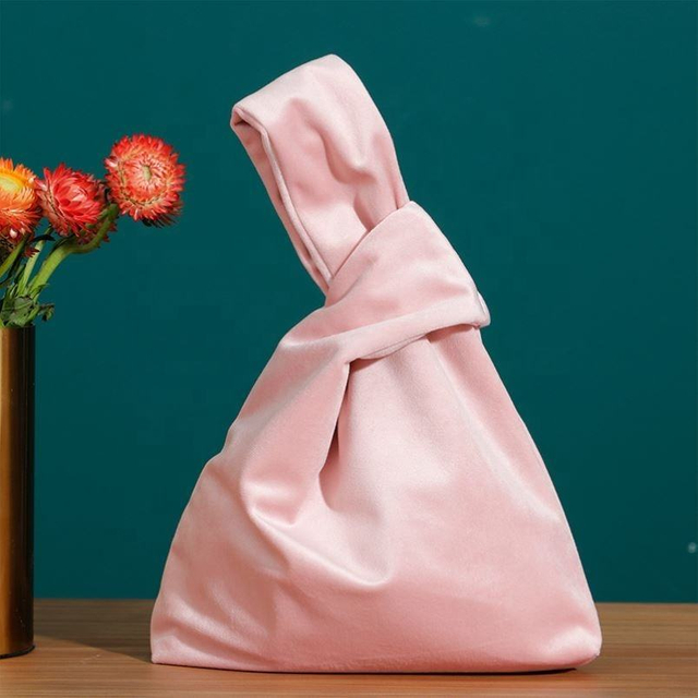 Velvet Japanese Pattern Wrist Bag Sleeve Knot Pouch Portable Purse Tote Gift for Girl, Boy, Wife, Women