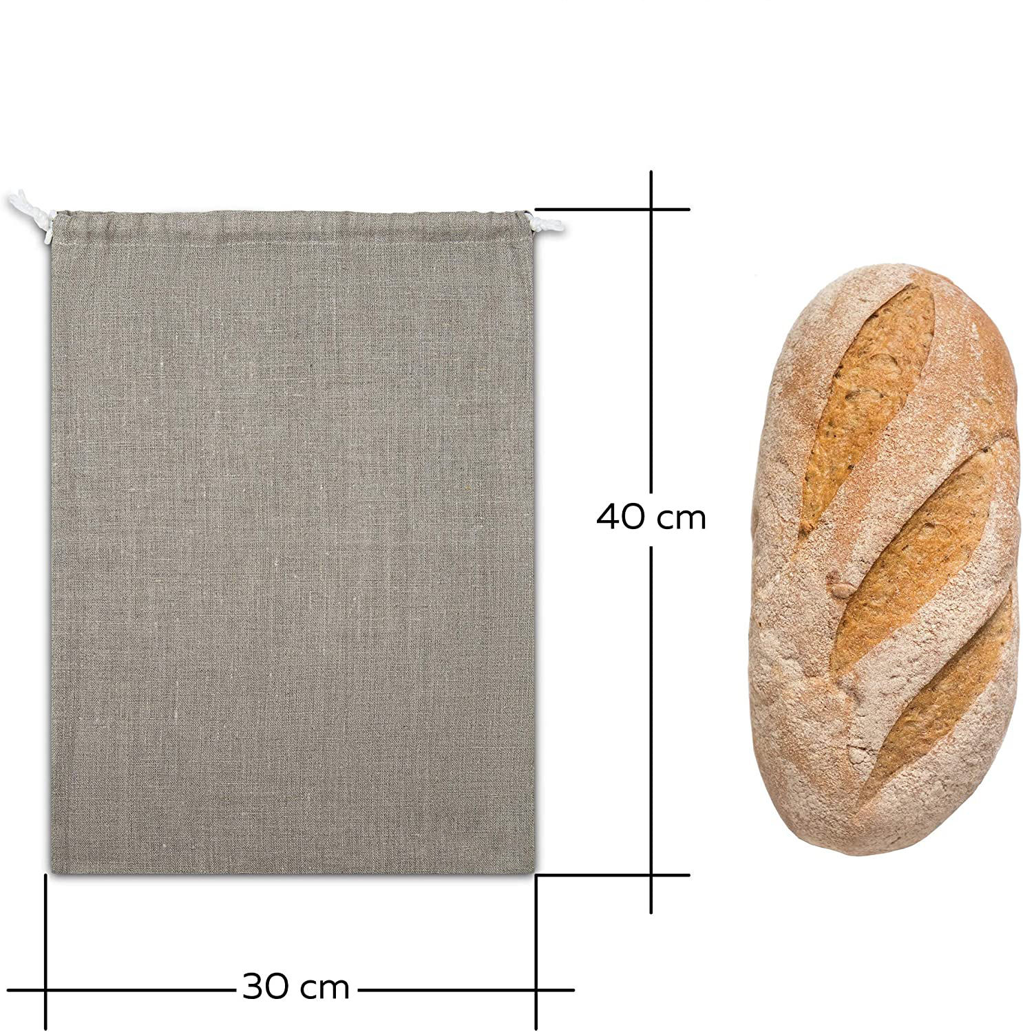 Premium Large Medium Small Double Strings Custom Printed Bread Storage Bag Bleached Natural Organic Cotton Linen Toast Bread Bag
