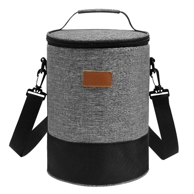 Portable Barrel Shape Insulated Cooler Lunch Bag, Custom Thermal Round Cooler Bag For Lunch Box For Picnic, Office