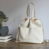Custom Printing Logo Simple Cheap Girls Eco Reusable Small Plain Tote Bag Drawstring Cotton Canvas
