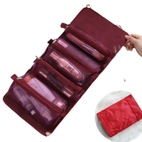 Portable Folding Custom Logo Travel Men Roll Up Toiletry Bags Cosmetic Makeup Kit Cosmetic Toiletry Bag