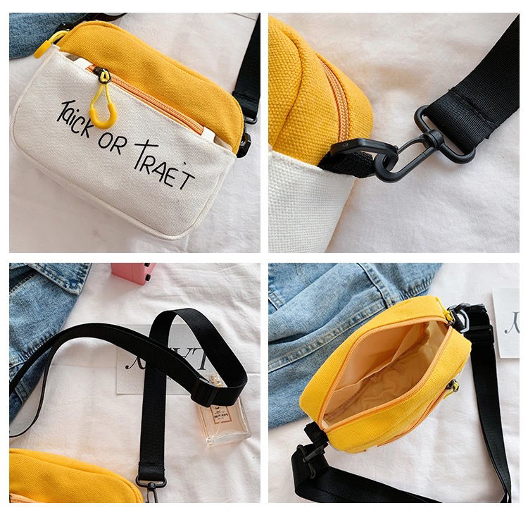 Mini Canvas Shoulder Bag for Women Anti Theft Small Adjustable Shoulder Bag