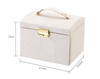 Fashion Style PU Leather Jewelry Ring Earring Storage Box Dresser Organizer Case With Mirror