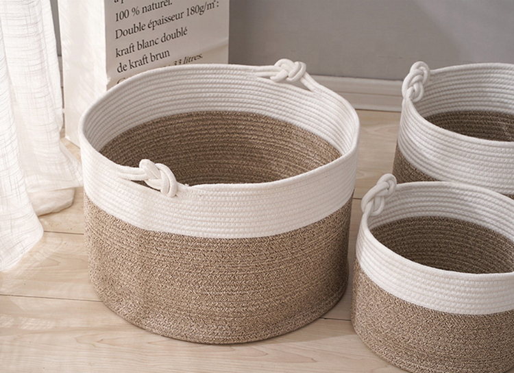 Portable Clothing Toy Laundry Blanket Cotton Storage Basket Eco-friendly Cotton Rope Storage Basket