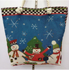 Stocked Women Big Cotton Canvas Handbag Girls Shoulder Tote Bag with Rope Handles for Christmas