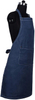 Cotton apron for women with pocket, blue organic cotton apron with adjustable neck strap