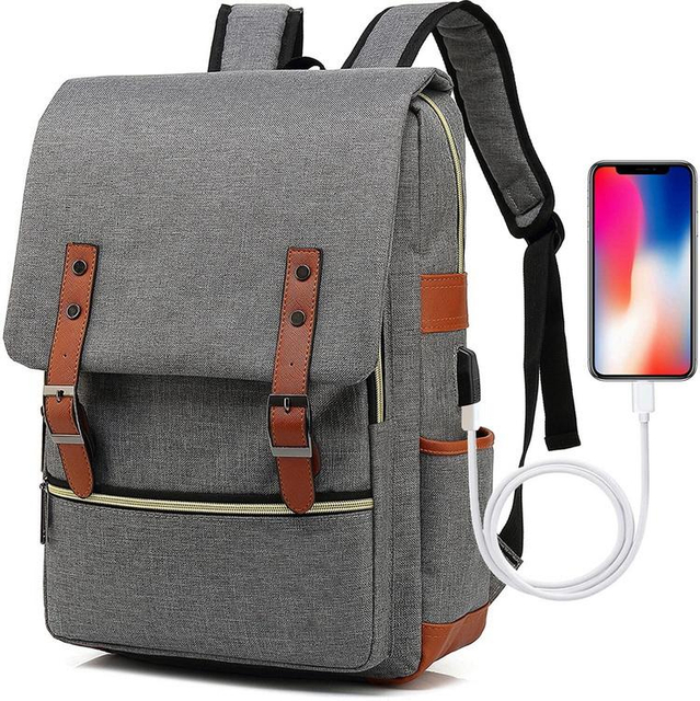 Customized Laptop Usb Backpack Vintage Outdoor Sports And Leisure Backpacks USB Charging Port