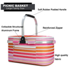 Striped Folding Travel Grocery Picnic Insulated Bag Collapsible Beach Cooler Basket for Food