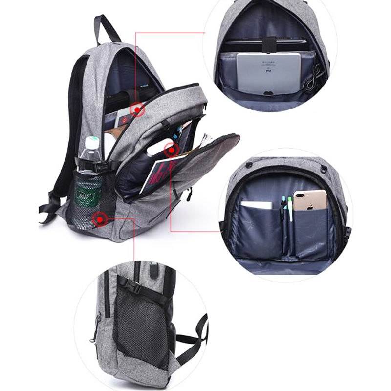 Outdoor Men's Sports Basketball Backpack Bag with USB Charger