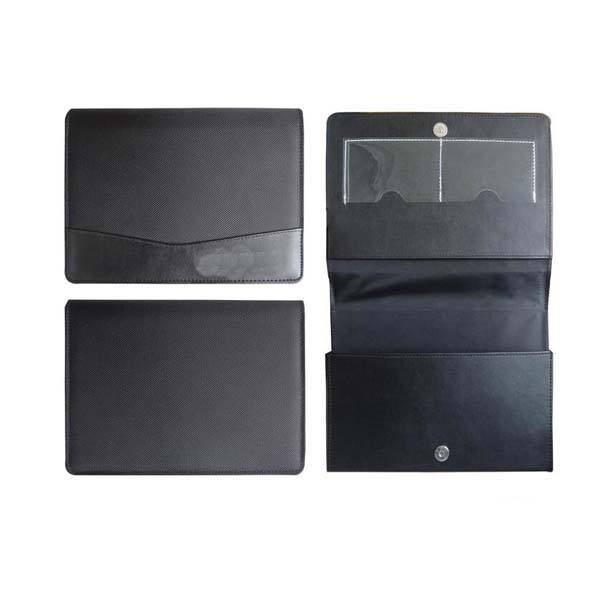 Hot sale custom black PU/PVC leather car document manual holder with stamping logo