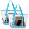 Promotional Large Clear Tote Shopping Bag with Logo Heavy Duty Waterproof Transparent Pvc Shoulder Handbag