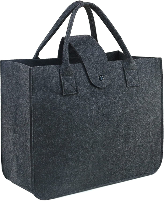 Large Felt Tote Bag For Women Durable Handle Stand Up Reusable Grocery Shopping Bag Utility Tote for School Beach Travel
