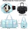 Gym Bag Sports Duffle Bag with Wet Pocket Weekender Overnight Bag with Waterproof Shoe Pouch And Air Hole for Women Girls Travel