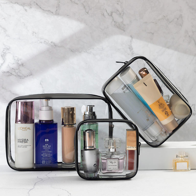 Promotional Portable Clear Makeup Bag Water Resistant Pvc Cosmetic Bag Organizer Transparent Travel Storage Pouch