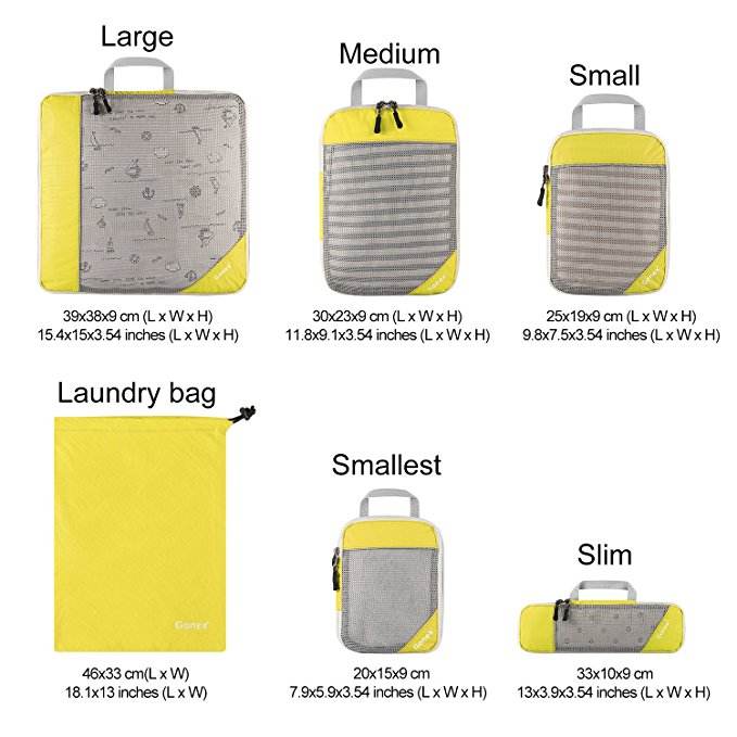 6 Set Travel Packing Cubes Product Details
