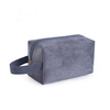 Customize Logo Embroidery Makeup Cosmetic Pouch Bag Travel Dopp Kit Organizer Velvet Cosmetic Bag For Men