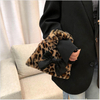 Mini Fashion Leopard Fluffy Women Handbag With Bowknot Decoration