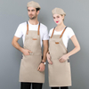 custom logo waterproof kitchen apron fpr cooking mens and womens professional chef or server bib apron with adjustable straps