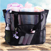 Lightweight custom logo wholesale men zero waste black mesh beach large size summer tote beach bag sports for women