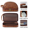 Men Retro Cosmetic Bag Double Layer Cosmetic Bag PU Leather Waterproof Vintage Handbag Travel