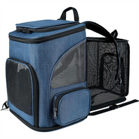 Best Selling Outdoor Travel Expandable Pet Backpack Cats Puppy With Ventilated Breathable Mesh Expandable Bag