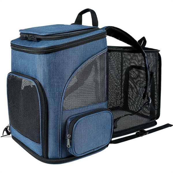 Best Selling Outdoor Travel Expandable Pet Backpack Cats Puppy With Ventilated Breathable Mesh Expandable Bag