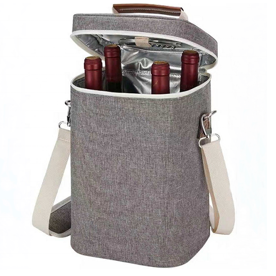 2 Bottle Factory Price OEM Brand Travel Padded Wine Tote Carrier Wine Cooler Portable Wine Bag for Picnic Outdoor