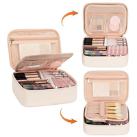 High Quality Multi Functional Storage Clear Window Custom Cosmetic Organizer Cosmetic Bag With Portable Handle