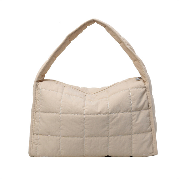 Quilted Crossbody Tote Bag Lightweight Puffy Messenger Bag Handbag with Zipper