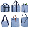 Large Capacity Portable Reinforced Aluminum Film Promotion Reusable Food Denim Cooler Lunch Bag Insulation