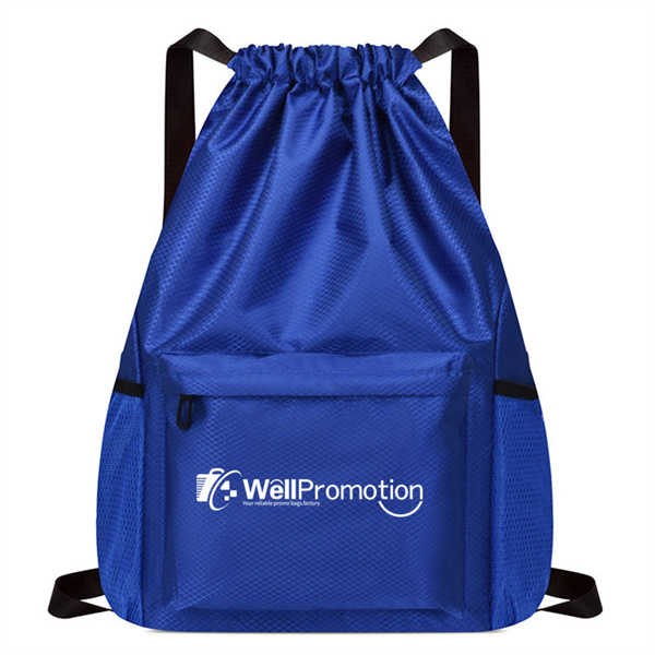 Custom Drawstring Backpack Bag Sports Gym Bag for Men Women Waterproof String Bag with Zip Pocket And Water Bottle Pocket