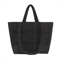Hot Sale Water Resistant Nylon Winter Puffer Simple Style Soft Quilted Tote Bag with Zipper Closure for Shopping Custom Color