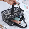 Small Black And White Foldable Premium Polyester Travel Toiletry Bags Makeup Cosmetic Tote Bag for Women Men
