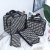 Small Black And White Foldable Premium Polyester Travel Toiletry Bags Makeup Cosmetic Tote Bag for Women Men