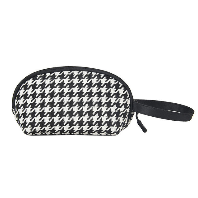 Wholesale Luxury Stripes Houndstooth Cosmetic Bag Zip Up Toiletry Travel Pouch Makeup Bag