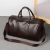 Wholesale Black Leather Travel Duffle Bag with Shoe Pouch Water Resistant Weekender Bag for Men