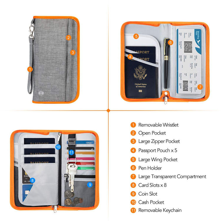 RFID Business card holder family passport holder travel wallet