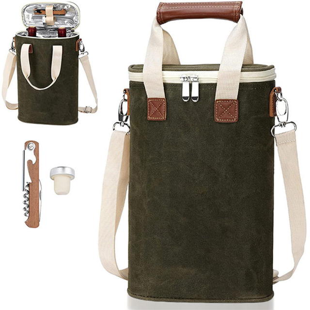 New style fashion wholesale waterproof sling bag 2 bottle insulated outdoor wine cooler 600d polyester tote bag