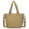 Ladies Outdoor Casual Overnight Beige Quilting Puffy Tote Bag Handbags Soft Shopping Travel Bag Puffer Custom
