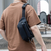 Wholesale Multi Functional Pu Leather Shoulder Waist Bag with Headphone Hole Casual Men Sling Bags Travel Crossbody Chest Bag