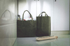 Green Heavy-Duty Reusable Waxed Canvas Tote Grocery Shopping Bag with Long Shoulder Handle