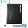Wholesale black men custom durable leather portfolio padfolio organizer with notepad and calculator