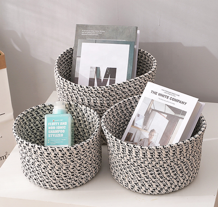 Decorative Woven Rope Storage Basket Extra Large Laundry Blanket Toy Cotton Rope Storage Basket For Living Room