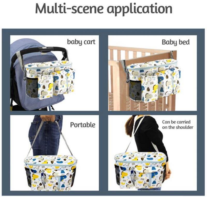 Bulk Fashion Women Baby Tray Front Stroller Organizer Cooler Insulated Bags Universal Diaper Storage Bag with Zipper Pockets