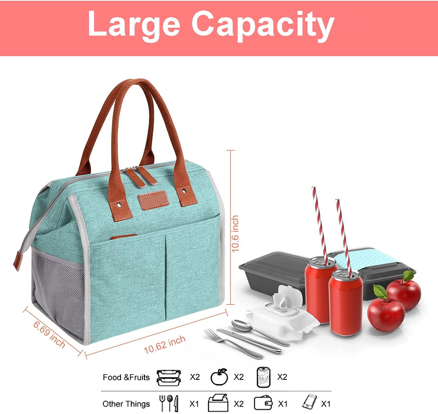 Green Outdoor Office Portable Thermal Food Lunch Insulation Storage Organizer Cooler Tote Bag Insulated Bags