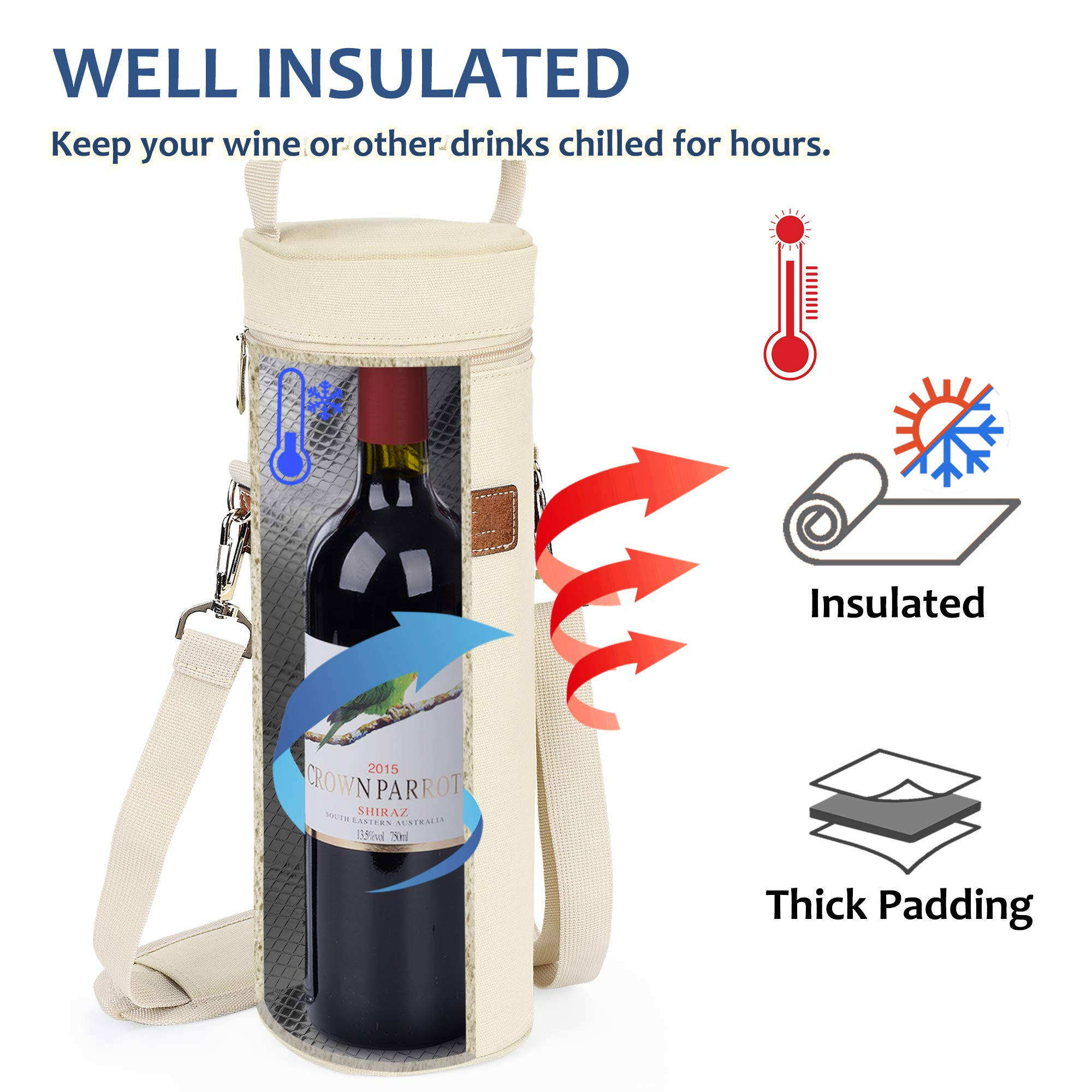 Custom logo Insulated Padded Single Wine Cooler Bags Portable Wine Tote Carrier for beach insulated cooler bag
