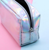 Wholesale Holographic Laser PVC Pink Cosmetic Zip Makeup Pouch Beaty Skincare Toiletry Bag for Women Girls Travel